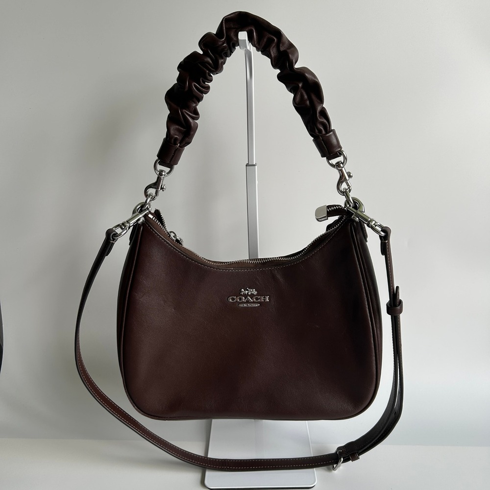 Coach Teri Hobo Bag Maple Brown Smooth Leather Shoulder Crossbody CU126